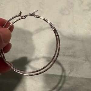One Pair of Silver Hoops Earrings